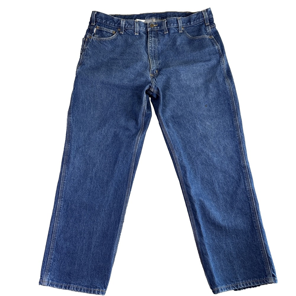 Carhartt Men's 44X32 Blue Jeans Relaxed Straight Fit Utility Denim‎ B234 PRW